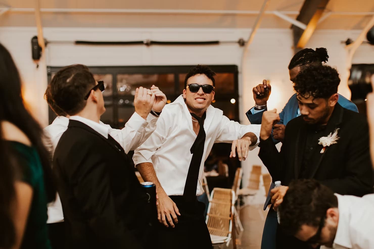 Guests dancing on wedding dance floor