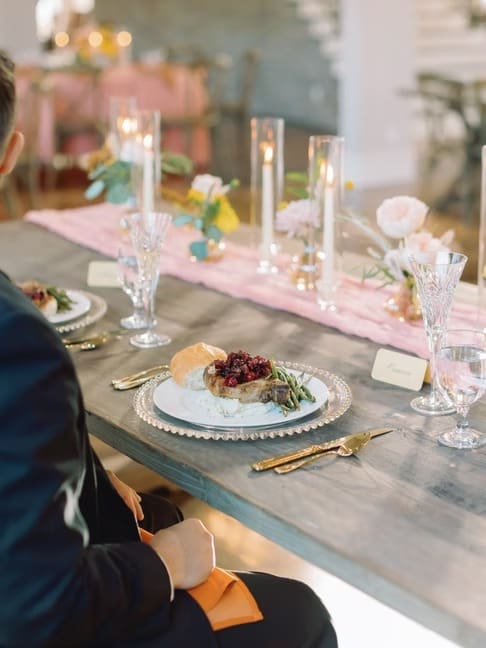 Plated wedding dinner