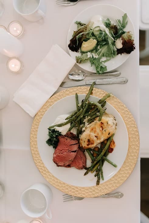 Wedding plate with steak and veggies